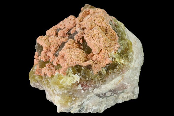 Yellow Cubic Fluorite Crystal Cluster with Barite - Morocco #159966